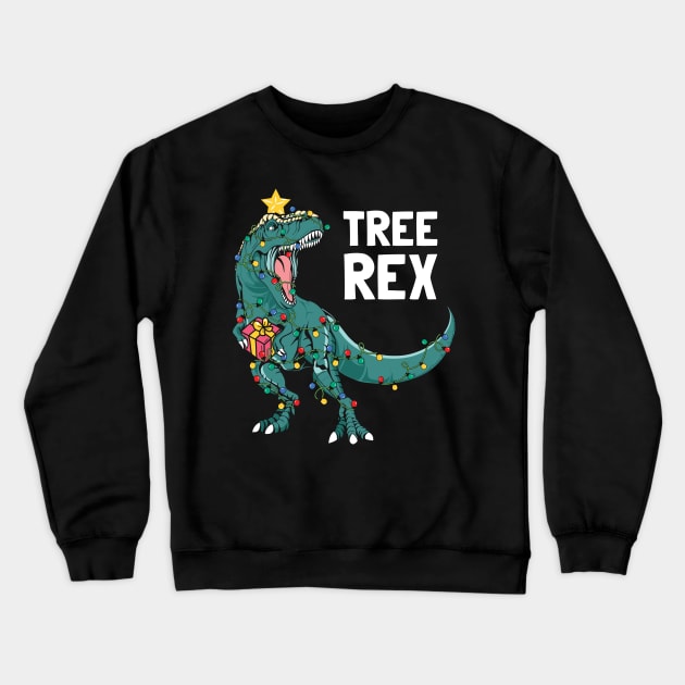 Tree Rex Christmas Xmas Dinosaur Crewneck Sweatshirt by MZeeDesigns